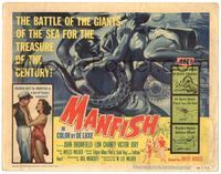5f210 MANFISH TC '56 aqua-lung divers in death struggle with each other & sea creatures!