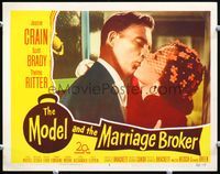 5f706 MODEL & THE MARRIAGE BROKER LC#8 '52 Scott Brady kisses pretty Jeanne Crain!