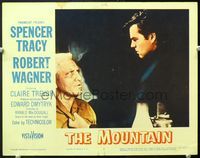 5f710 MOUNTAIN LC#2 '56 c/u of Spencer Tracy glaring at Robert Wagner, who is grabbing his shirt!