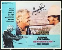 5f042 NEWMAN'S LAW signed LC#1 '74 by George Peppard, who's close up & smiling at Roger Robinson!