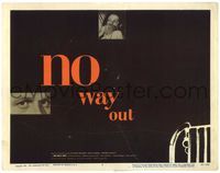5f224 NO WAY OUT TC '50 Widmark's eyes & terrified Linda Darnell, design by Erik Nitsche