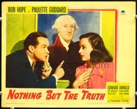 5f735 NOTHING BUT THE TRUTH LC '41 Bob Hope shushes Paulette Goddard by George Washington portrait!
