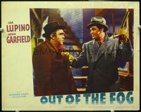 5f749 OUT OF THE FOG LC '41 John Garfield threatens to hit Thomas Mitchell with pipe!