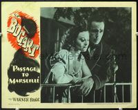 5f756 PASSAGE TO MARSEILLE LC '44 close up of Humphrey Bogart & Michele Morgan on balcony!