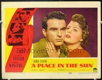 5f768 PLACE IN THE SUN LC#1 '51 great c/u of Montgomery Clift & Shelley Winters cheek-to-cheek!