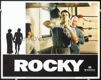 5f805 ROCKY LC#6 '77 Burgess Meredith coaches boxer Sylvester Stallone on punching bag!