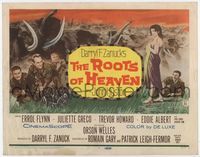 5f249 ROOTS OF HEAVEN TC '58 John Huston, Errol Flynn & sexy Julie Greco in Africa!