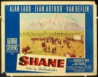 5f828 SHANE LC#8 '53 George Steven's most classic western, Alan Ladd, funeral on prairie!