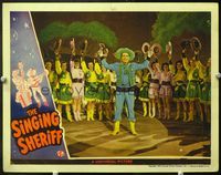 5f840 SINGING SHERIFF LC '44 Bob Crosby in western outfit pointing guns with cowgirls on stage!