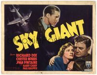5f265 SKY GIANT TC '38 Joan Fontaine with airplane pilots Richard Dix & Chester Morris!