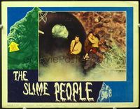 5f846 SLIME PEOPLE LC #6 '63 three people escape from tunnel, wild cheesy wacky monster image!