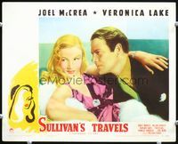5f881 SULLIVAN'S TRAVELS LC '41 great close up of Joel McCrea & sexy Veronica Lake, Preston Sturges