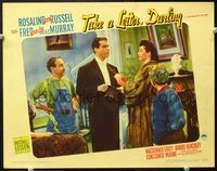 5f899 TAKE A LETTER DARLING LC '42 pretty Rosalind Russell is secretary Fred MacMurray's boss!