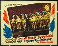 5f919 THIS IS THE ARMY LC '43 George Murphy in tuxedo on stage with lots of pretty chorus girls!