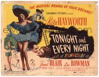 5f286 TONIGHT & EVERY NIGHT TC '44 sexy showgirl Rita Hayworth shows legs, plus headshot!
