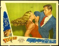5f941 TRAPPED LC#5 '49 great close up of Lloyd Bridges grabbing sexiest Barbara Payton's arm!