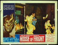 5f944 TWO FACES OF DR. JEKYLL LC #1 '61 House of Fright, close up of Paul Massie in burning house!