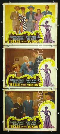 5g377 BELLE OF THE YUKON 3 LCs '44 William A. Seiter, Randolph Scott, sexy Gypsy Rose Lee!