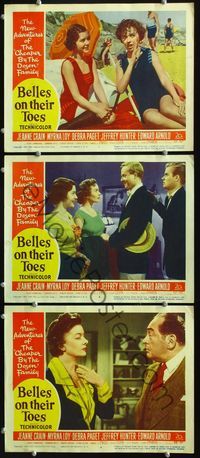 5g379 BELLES ON THEIR TOES 3 LCs '52 Jeanne Crain, Myrna Loy, Cheaper by the Dozen family!