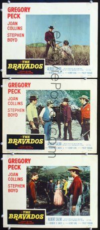 5g403 BRAVADOS 3 LCs '58 Gregory Peck, Henry Silva, Henry King directed revenge western!