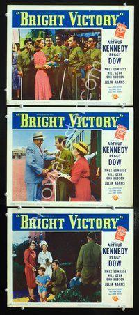 5g411 BRIGHT VICTORY 3 LCs '51 Arthur Kennedy, Peggy Dow, James Edwards, John Hudson!