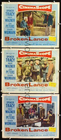 5g412 BROKEN LANCE 3 LCs '54 Spencer Tracy, Robert Wagner, Hugh O'Brian & Richard Widmark!