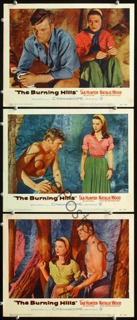 5g416 BURNING HILLS 3 LCs '56 close up images of Natalie Wood & barechested Tab Hunter!