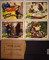5g051 CATTLE STAMPEDE 4 LCs '43 Buster Crabbe as Billy the Kid, Al 