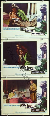 5g446 CITY AFTER MIDNIGHT 3 LCs '59 Phyllis Kirk loved a madman murderer!