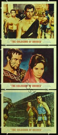 5g452 COLOSSUS OF RHODES 3 LCs '61 Sergio Leone's Il colosso di Rodi, Rory Calhoun, Lea Massari!