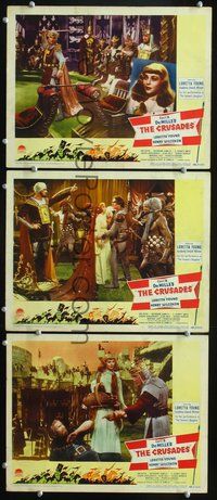 5g462 CRUSADES 3 LCs R48 Cecil B DeMille, pretty Loretta Young & Henry Wilcoxon!