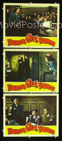 5g465 DANCE, GIRL, DANCE 3 LCs '40 Lucille Ball in fur coat, Maureen O'Hara, Virginia Field!