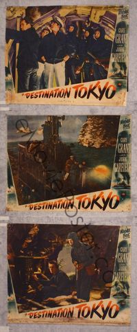 5g478 DESTINATION TOKYO 3 LCs '43 Delmer Daves directed WWII thriller, Cary Grant & John Garfield!