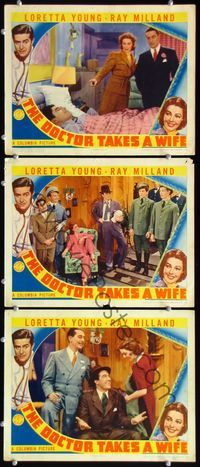5g488 DOCTOR TAKES A WIFE 3 LCs '40 images of Ray Milland & sexy Loretta Young!