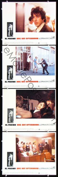 5g076 DOG DAY AFTERNOON 4 LCs '75 Al Pacino, Sidney Lumet bank robbery crime classic!