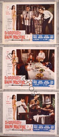 5g493 DR. GOLDFOOT & THE BIKINI MACHINE 3 LCs '65 Vincent Price, sexy babes w/kiss & kill buttons!