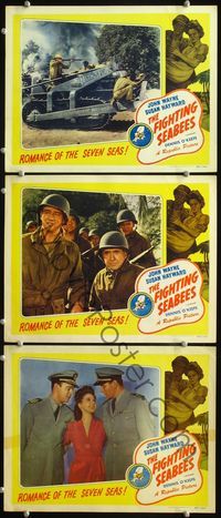 5g523 FIGHTING SEABEES 3 LCs R48 John Wayne, Susan Hayward, image of troops on bulldozer!