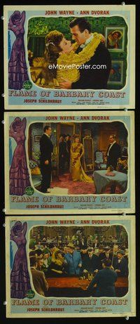 5g527 FLAME OF BARBARY COAST 3 LCs '45 romantic close-up of John Wayne & sexy Ann Dvorak!