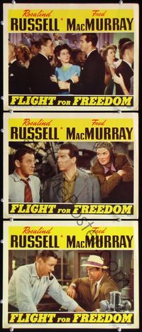 5g530 FLIGHT FOR FREEDOM 3 LCs '43 Rosalind Russell & Fred MacMurray!