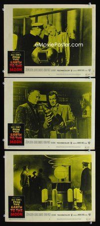 5g545 FROM THE EARTH TO THE MOON 3 LCs '58 Jules Verne classic, Joseph Cotten!