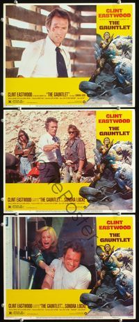 5g551 GAUNTLET 3 LCs '77 great border art of Clint Eastwood & Sondra Locke by Frank Frazetta!