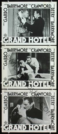 5g564 GRAND HOTEL 3 LCs R50s Greta Garbo, John Barrymore, Wallace Beery!