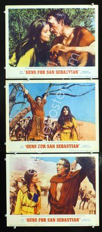 5g571 GUNS FOR SAN SEBASTIAN 3 LCs '68 many images of Anthony Quinn w/ sexy Anjanette Comer!