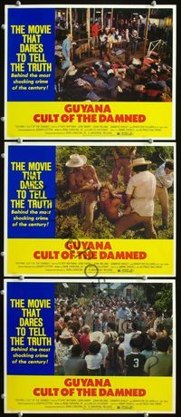 5g573 GUYANA CULT OF THE DAMNED 3 LCs '80 Jim Jones bio., Stuart Whitman, Gene Barry!