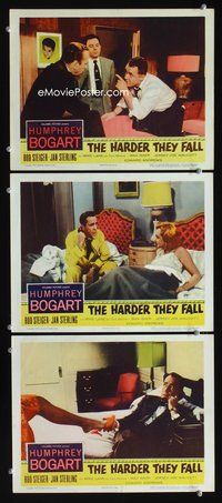 5g588 HARDER THEY FALL 3 LCs '56 Humphrey Bogart & sexy leg, boxing!