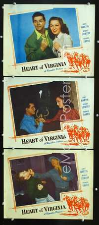 5g591 HEART OF VIRGINIA 3 LCs '48 Janet Martin & Robert Lowery w/horse!