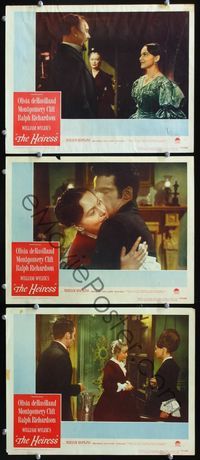 5g595 HEIRESS 3 LCs '49 William Wyler, romantic c/u of Olivia de Havilland & Montgomery Clift!