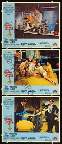 5g597 HELLO DOWN THERE 3 LCs '69 Tony Randall & Janet Leigh, wacky ocean sci-fi rock & roll comedy!