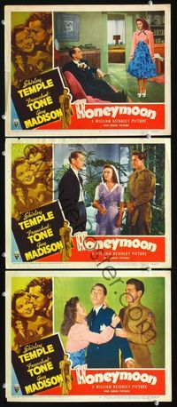 5g614 HONEYMOON 3 LCs '47 newlyweds Shirley Temple & Guy Madison, Franchot Tone!