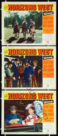 5g616 HORIZONS WEST 3 LCs '52 western, Robert Ryan & Julia Adams, plus Rock Hudson!